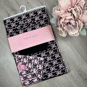 Juicy Couture Black & Pink Knit Hat and Scarf Set